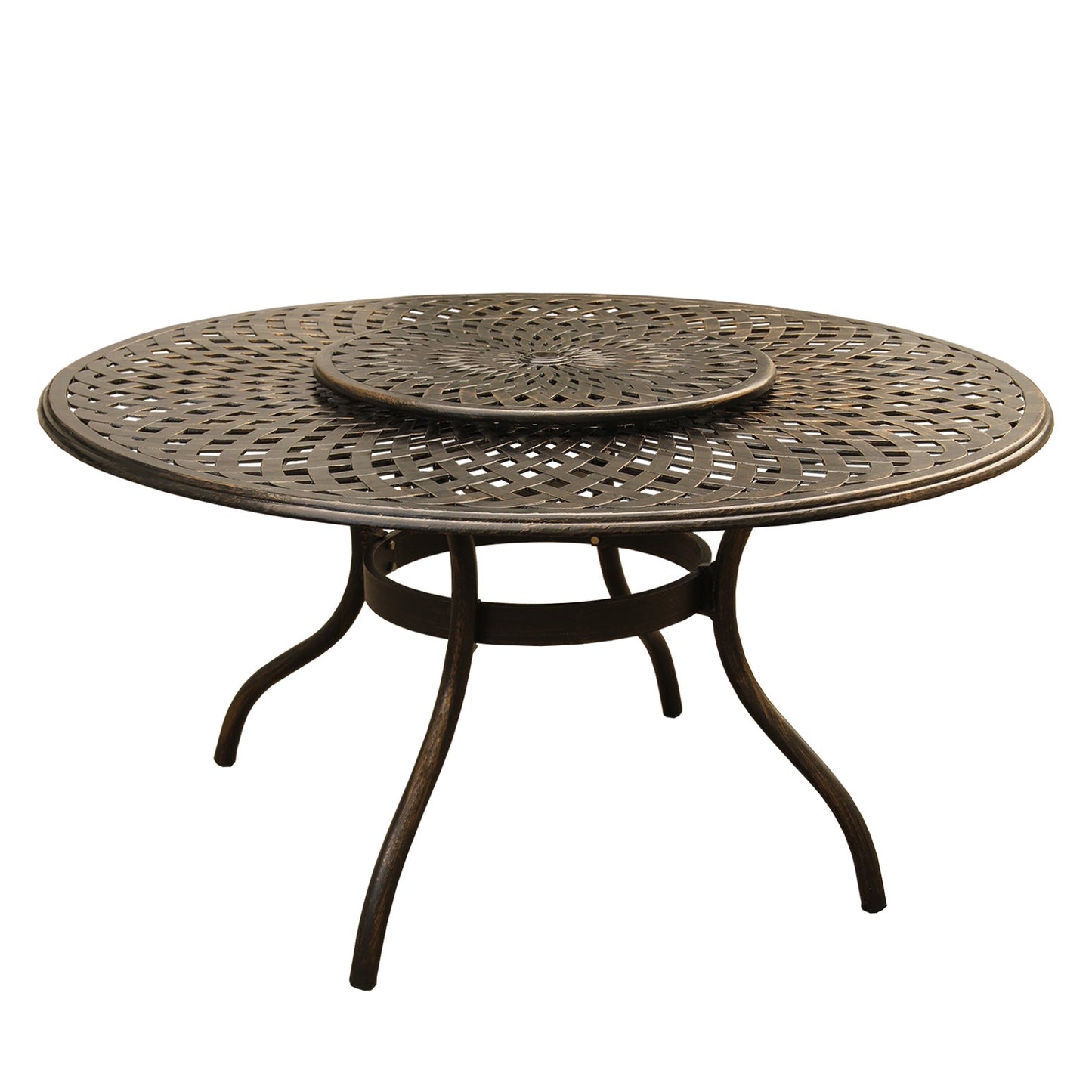 7pc Round Patio Dining Set with Lazy Susan, Six Chairs