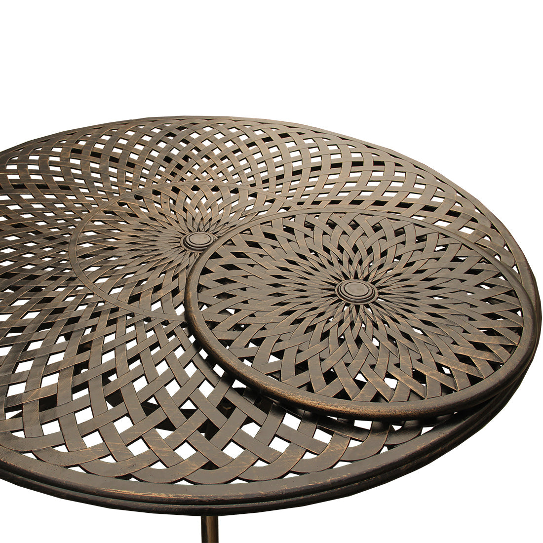 7pc Round Patio Dining Set with Lazy Susan, Six Chairs