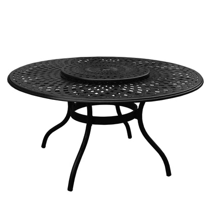 7pc Round Patio Dining Set with Lazy Susan, Six Chairs