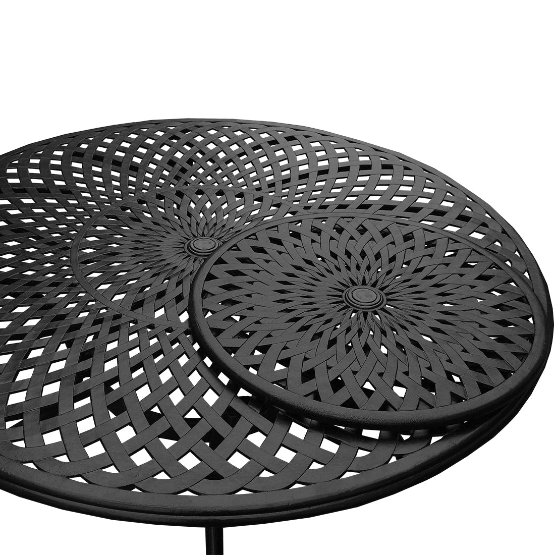 7pc Round Patio Dining Set with Lazy Susan, Six Chairs