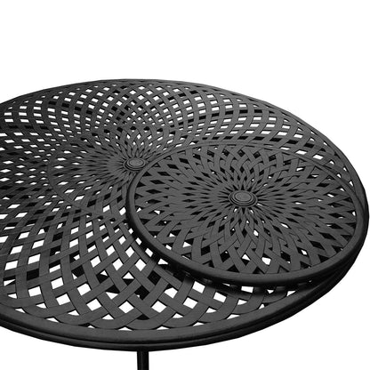 7pc Round Patio Dining Set with Lazy Susan, Six Chairs