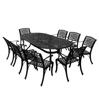9pc Large Oval Patio Dining Set and Eight Chairs
