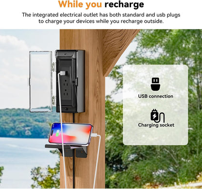 Modern Shade Wood Grill Gazebo 6X8 with USB Charging Power Strip & Shelves | Cedar Wood Gazebo with Galvanized Steel Roof and Paper Towel Holder, Bar Gazebo with Hooks, BBQ Gazebo for Outdoor Grill