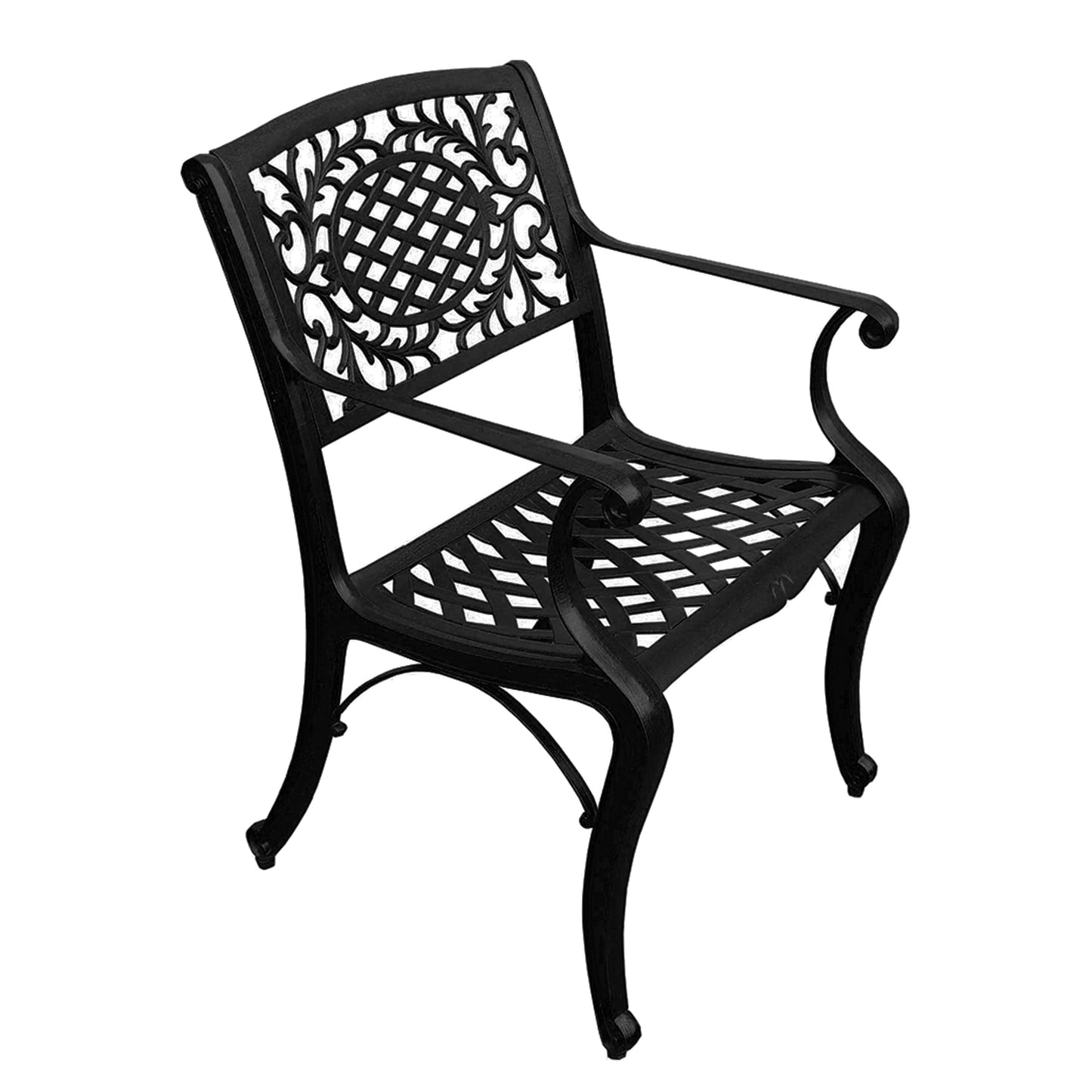 7pc Round Patio Dining Set with Lazy Susan, Six Chairs