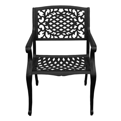 7pc Round Patio Dining Set with Lazy Susan, Six Chairs