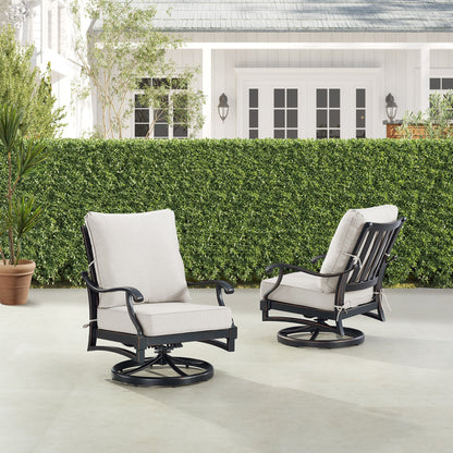 Pair Deep Seating Swivel Rocker Club Chairs with Cushions