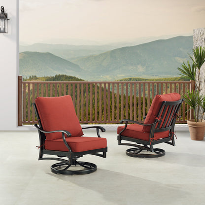 Pair Deep Seating Swivel Rocker Club Chairs with Cushions