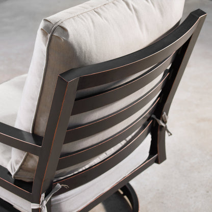 Aluminum 44-in Round Patio Fire Table Set with Swivel Rocking Chairs
