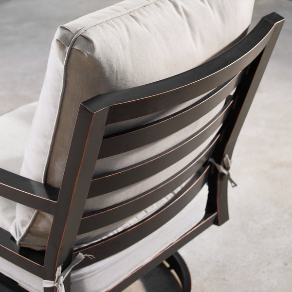 Aluminum 44-in Round Patio Fire Table Set with Swivel Rocking Chairs