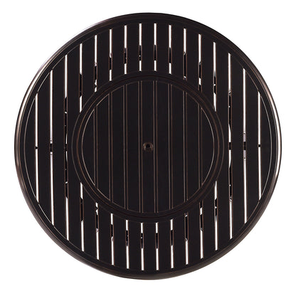 Aluminum 44-in Round Patio Fire Table Set with Swivel Rocking Chairs