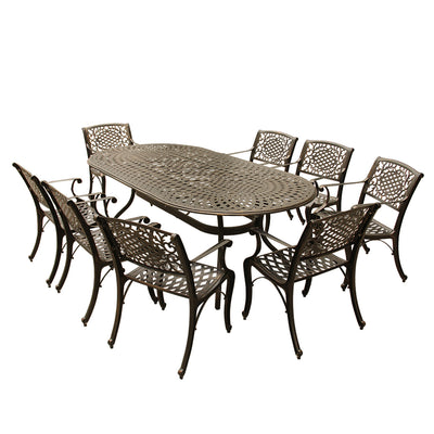 9pc Large Oval Patio Dining Set and Eight Chairs