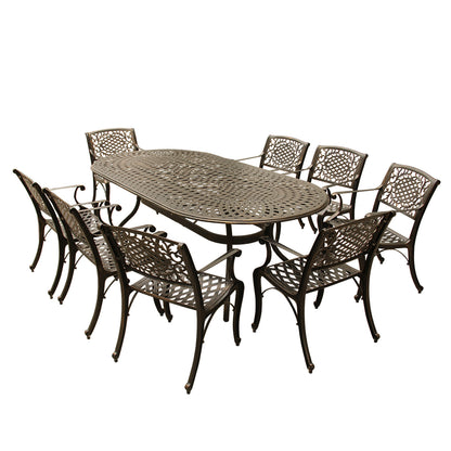 9pc Large Oval Patio Dining Set and Eight Chairs
