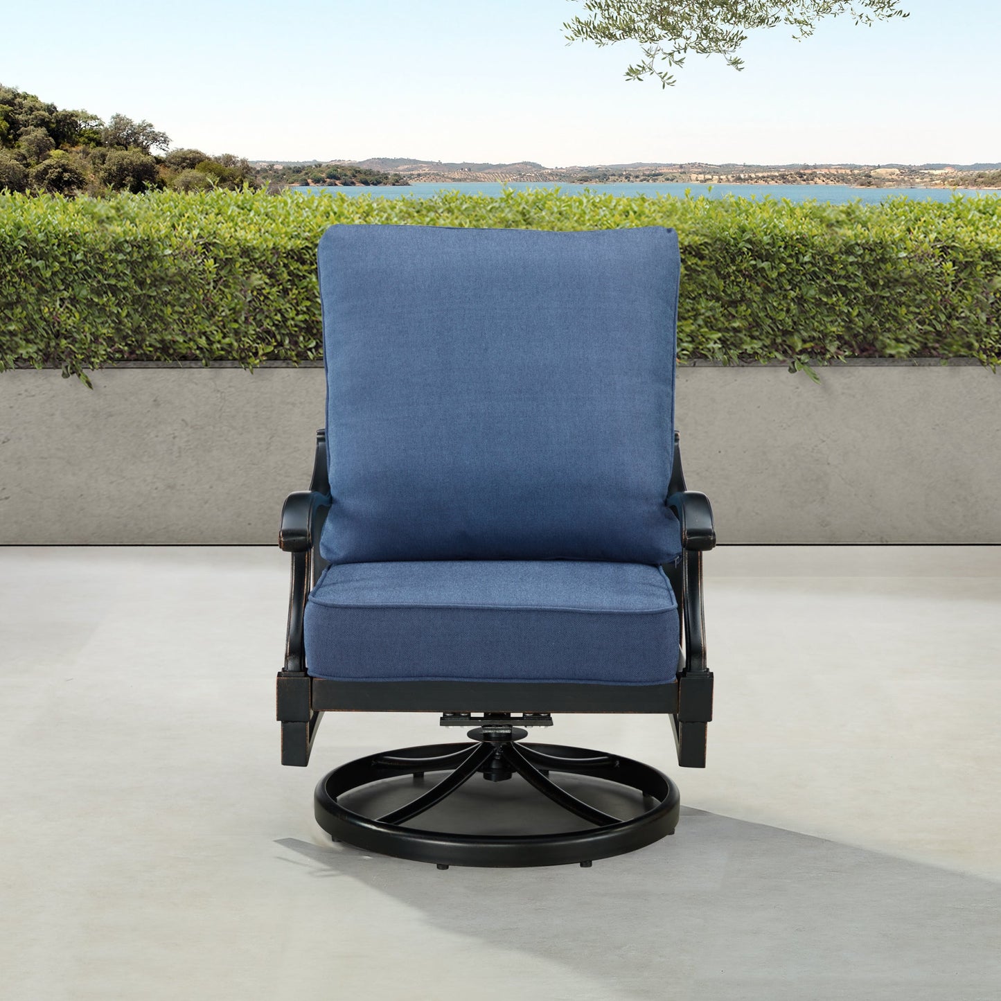 Pair Deep Seating Swivel Rocker Club Chairs with Cushions