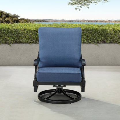 Pair Deep Seating Swivel Rocker Club Chairs with Cushions