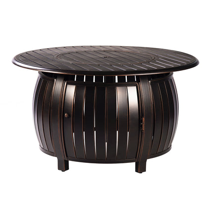 Aluminum 44-in Round Patio Fire Table Set with Swivel Rocking Chairs