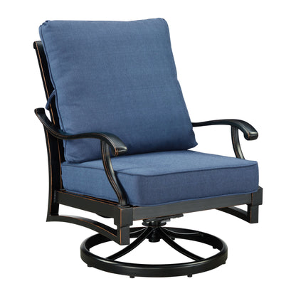 Pair Deep Seating Swivel Rocker Club Chairs with Cushions