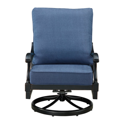 Pair Deep Seating Swivel Rocker Club Chairs with Cushions