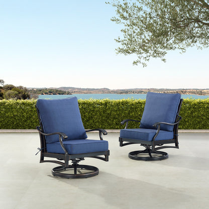 Pair Deep Seating Swivel Rocker Club Chairs with Cushions