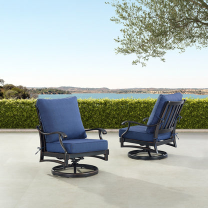 Pair Deep Seating Swivel Rocker Club Chairs with Cushions